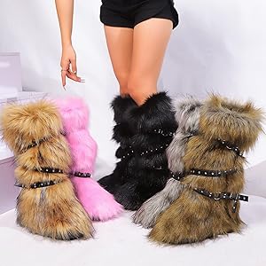 美品！MONNALISA☆モナリザ☆ベア☆エナメル ファーブーツ☆18cm 2color 】ボリュームフェイクファーブーツ ／ volume fake fur
